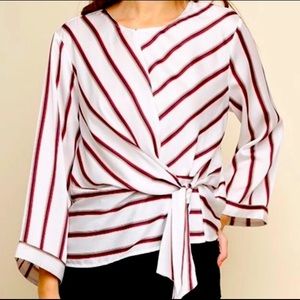 🎉HOST PICK🎉Red-Striped Satin Blouse , sz L